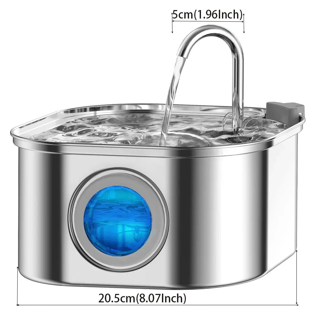 Skanto | Skanto Felindra Cat Water Fountain | Stainless Steel | Flowing Water for Better Hydration | Quiet & Hygienic | 2,5 L Capacity