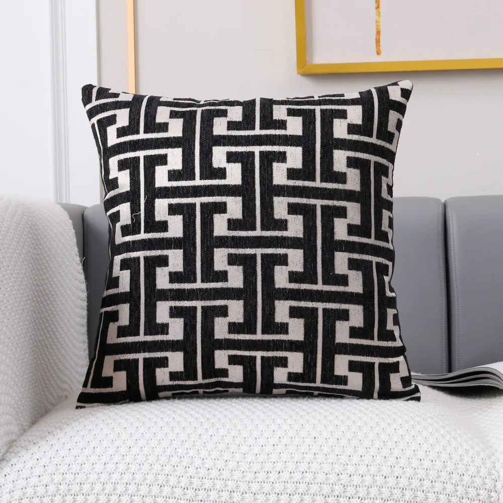 Striped cushion cover in farmhouse style – Decorative sofa cover for living room and couch | Karnz