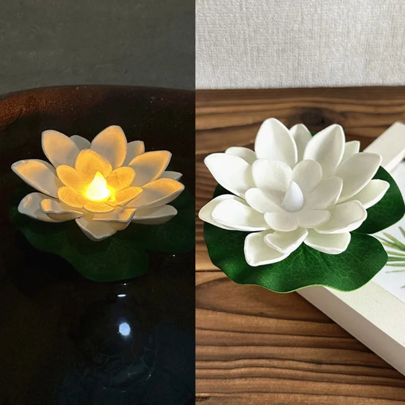 BowLift | Floating Lotus Lamp LUMILYA | LED Water Sensor | Warm White Light | For Pond, Garden & Parties
