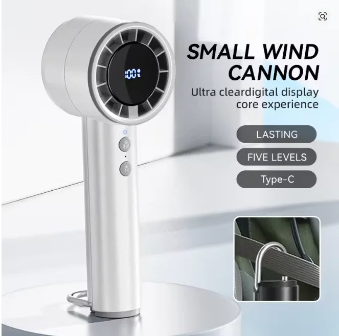 Silent High-Speed USB Handheld Fan – Portable Small Fan with LED Display, High Wind Power and Refrigerator Function | Karnz