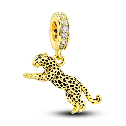 Skanto | 925 Silver Golden Leopard Charm Beads Colorful Chameleon Rhinoceros Lion Scarab Cat Pendant Compatible with Original Pandora Bracelet Jewelry