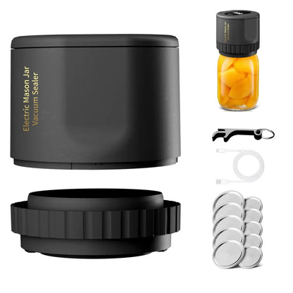 Skanto | Electric Mason Jar Vacuum Sealer Kit - Wireless Sealer for Wide & Regular Mouth Mason Jars - Ideal for Food Storage