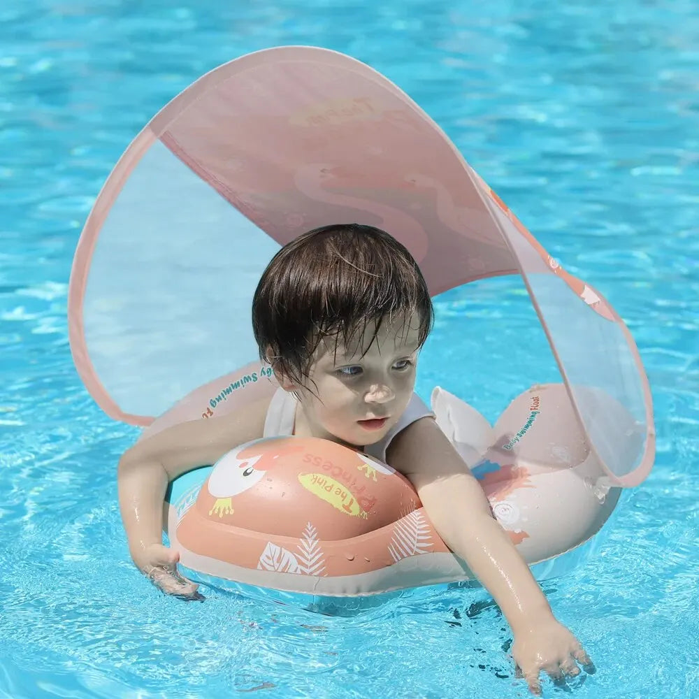 Solaboo Baby Swim Ring | With UV Protection Canopy and Support | Inflatable and safe | From 6 months