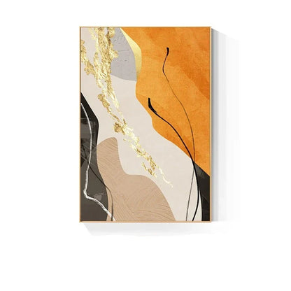 Earth Tones Nordic Abstract Geometric Wall Art Fine Art Canvas Print Green Brown Beige Orange Pictures For Living Room Dining Room Decor | Skanto