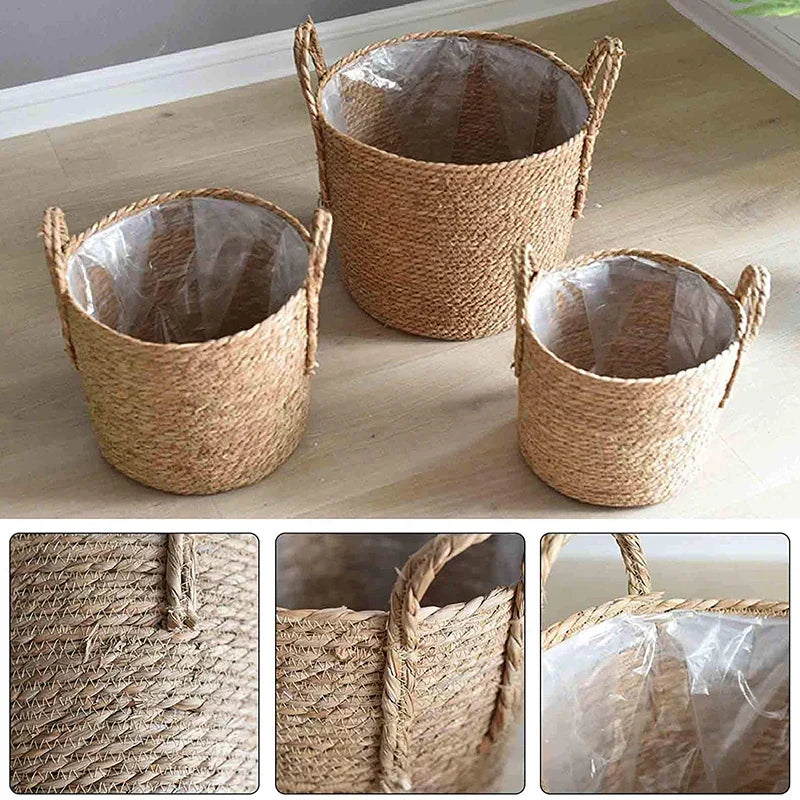BowLift | Nordic Extra Large Straw Flower Pot Seaweed Storage Basket Potted Green Plant Flower Basket Hand Woven Floor Indoor Flower Pot