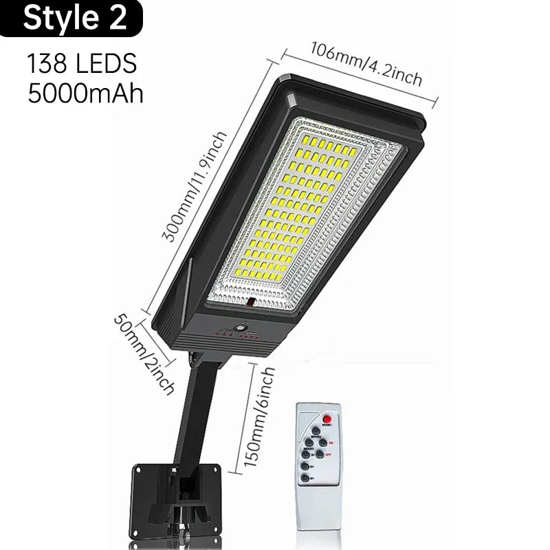 BowLift | Heliotrax Solar Street Lamp with Remote Control | 138 LEDs | 3 Light Modes | IP65 Waterproof | For Garden, Driveway & Yard