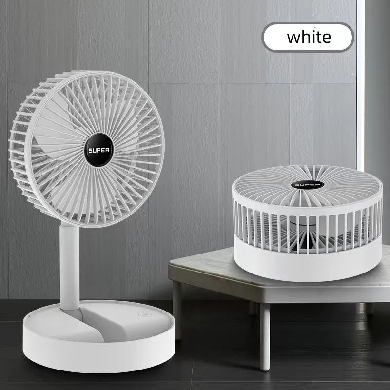 Portable 6-Inch Stand Fan | Folding Telescopic Floor/USB | Rechargeable Battery | 3 Speeds, Super Quiet, Adjustable Height | Bowlift
