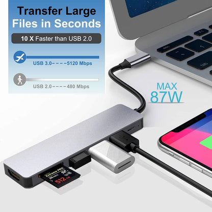 Brehn | Thunderbolt 3 USB-C Hub with HDMI, PD, SD/TF for MacBook Air M1 and iPad Pro