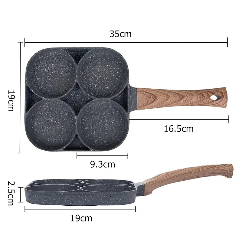 Skanto | LMETJMA 4-Cup Non-Stick Egg Pan - Pancake Cookware Suitable for Gas Stove and Induction Cooker JT87