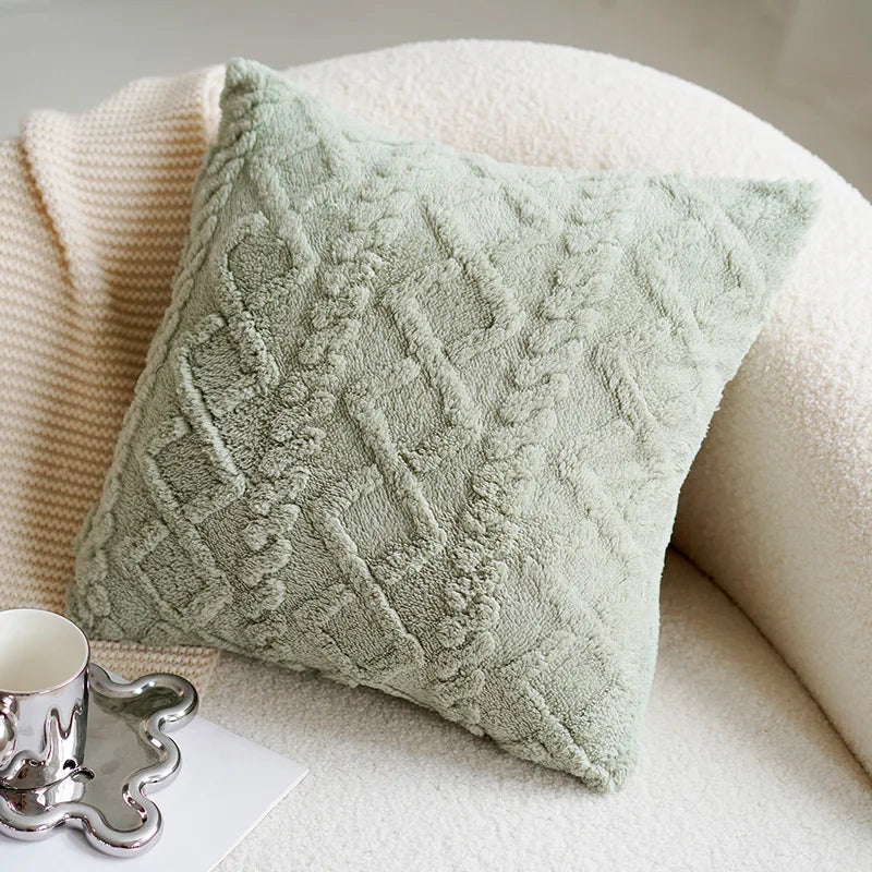 Green & Pink Tulip Embroidered Pillow Cover | Bowlift