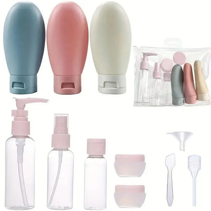 BowLift | TravelEase 11-piece Travel Bottle Set | Refillable Containers for Cosmetics & Care | Cabin Luggage Approved & Leak-proof