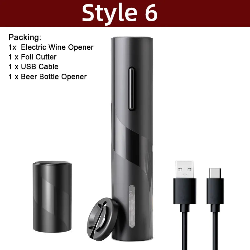 Skanto | Electric Corkscrew - Automatic Wine Opener with Stand, Foil Cutter, and Beer Can Opener - Kitchen and Bar Can Opener