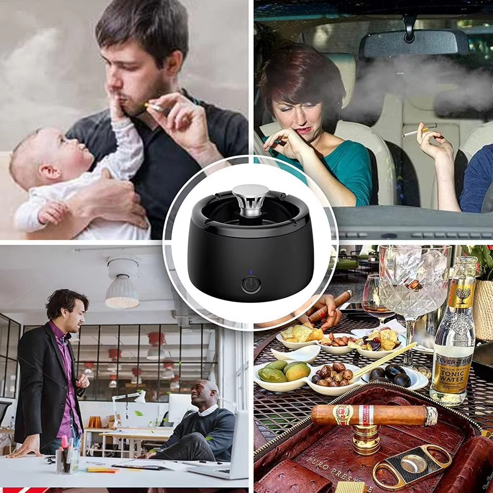 BowLift | Rechargeable Smokeless Ashtray for Home, Office, Car or Outdoor Use – Black