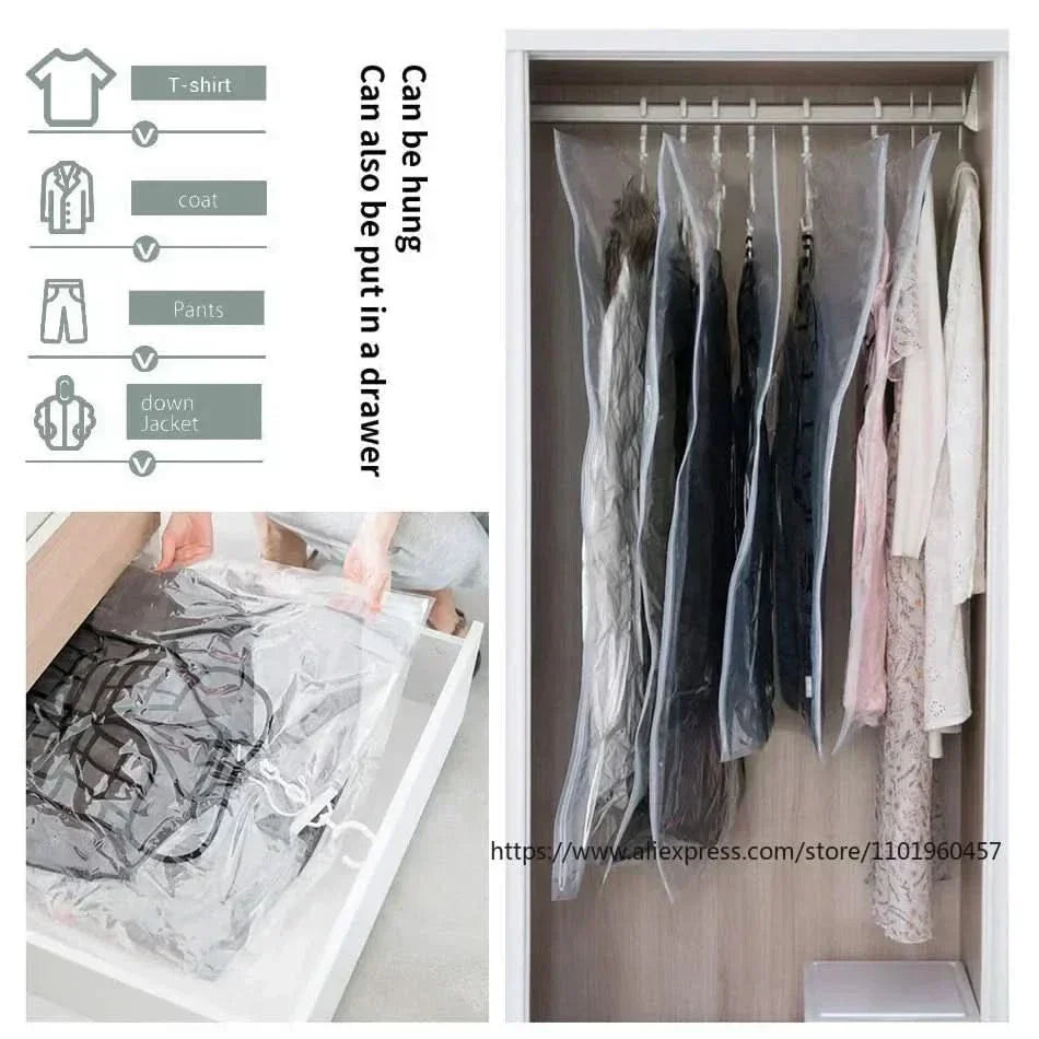 BowLift | VACUUM STORAGE BAGS – Hanging Vacuum Storage Bags for Clothes – Space Saving & Dustproof (Set of 3)