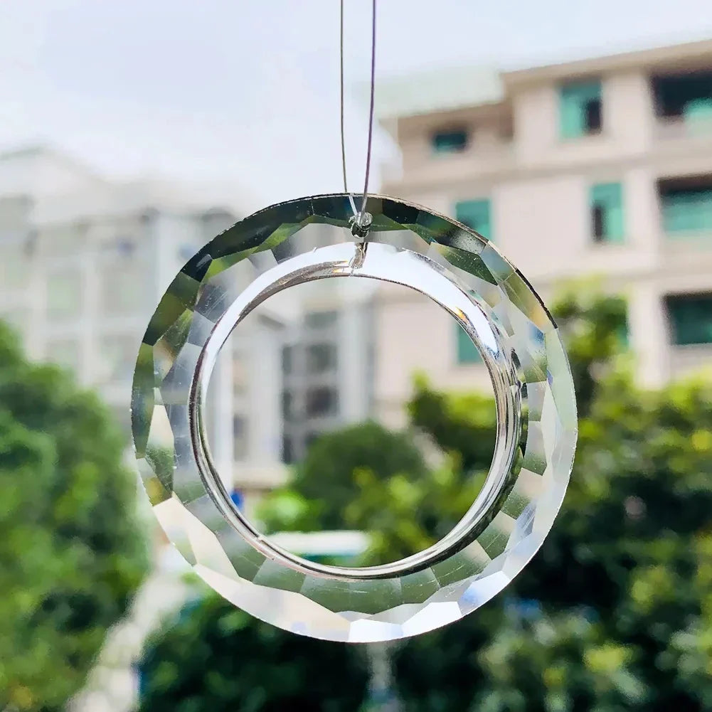 BowLift | Crystal Suncatcher LumiRing 50 | Ø 50 cm | Glass Prism for Windows, Garden & Decor | Rainbow Catcher for Light Plays