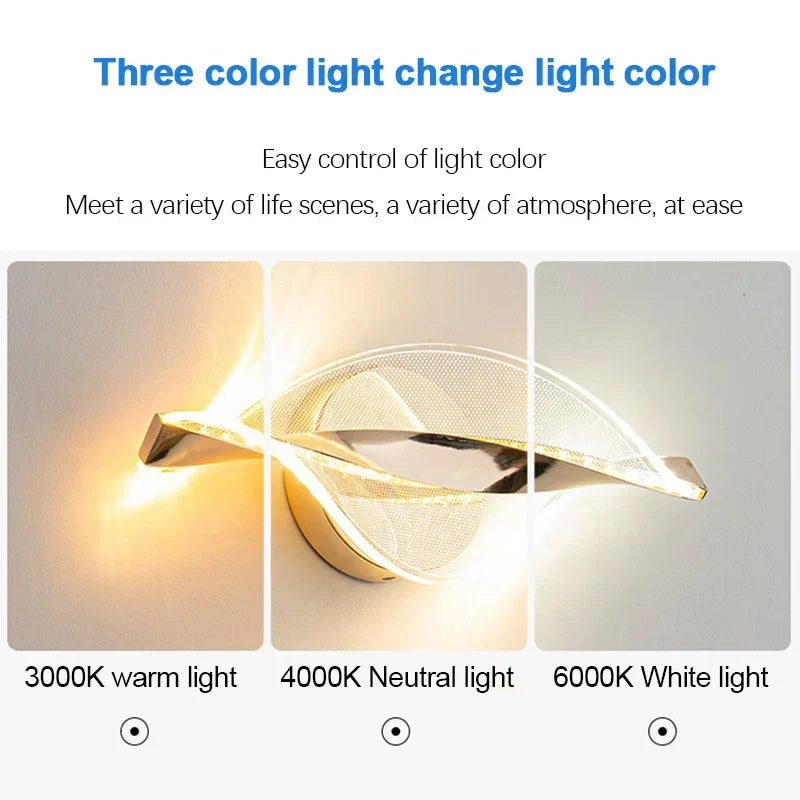 Skanto | NordGlow LED Wall Lamp | Modern Acrylic & Metal Design | 3-Color Light | Creative Interior Lighting for Living Room & Bedroom