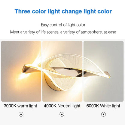 Skanto | NordGlow LED Wall Lamp | Modern Acrylic & Metal Design | 3-Color Light | Creative Interior Lighting for Living Room & Bedroom
