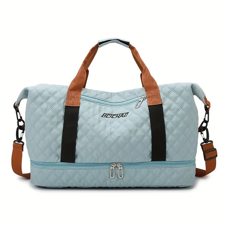 BowLift | Travessia Travel Bag with Shoe Compartment | Large Capacity & Argyle Design | Nylon Weekender for Sports, Short Trips & Everyday Use