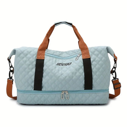 BowLift | Travessia Travel Bag with Shoe Compartment | Large Capacity & Argyle Design | Nylon Weekender for Sports, Short Trips & Everyday Use