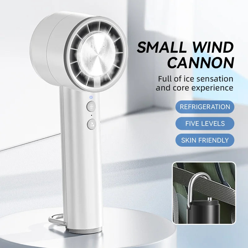 BowLift | Brisano AirCool Mini Hand Fan with Cooling Function | 5 Speeds | LED Display & USB Charging | Quiet & Portable | For Travel, Office & Outdoor