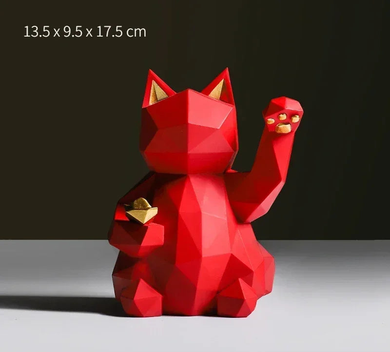 Nordic Minimalism Geometry Lucky Cat Statues | Bowlift