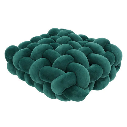 Skanto | Living Room Soft Plush Knot Pillow Sofa Cushion Solid Color Square Handmade Home Throw Pillow Square Woven Seat Cushion Pillow