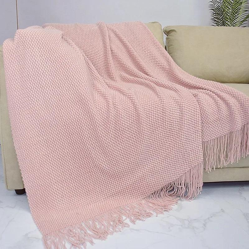 Cozy autumn knitted blanket