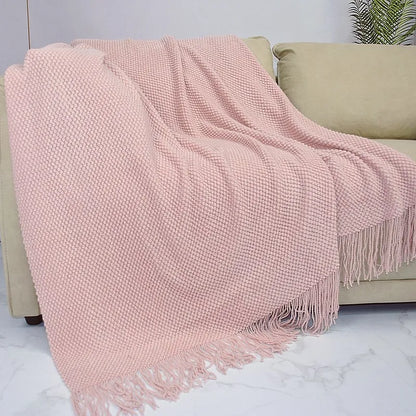 Cozy autumn knitted blanket