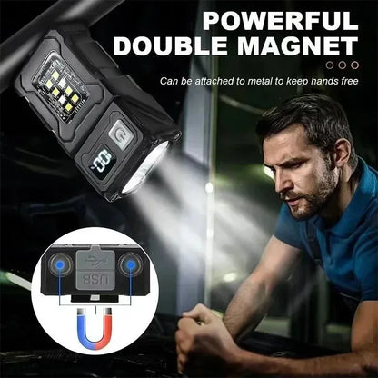 BowLift | Luminoxar Tactical Mini LED Work Light | USB-C Rechargeable | 7 Light Modes & Magnetic Base | 8.1 × 4.5 × 2.6 cm | IPX4 Waterproof