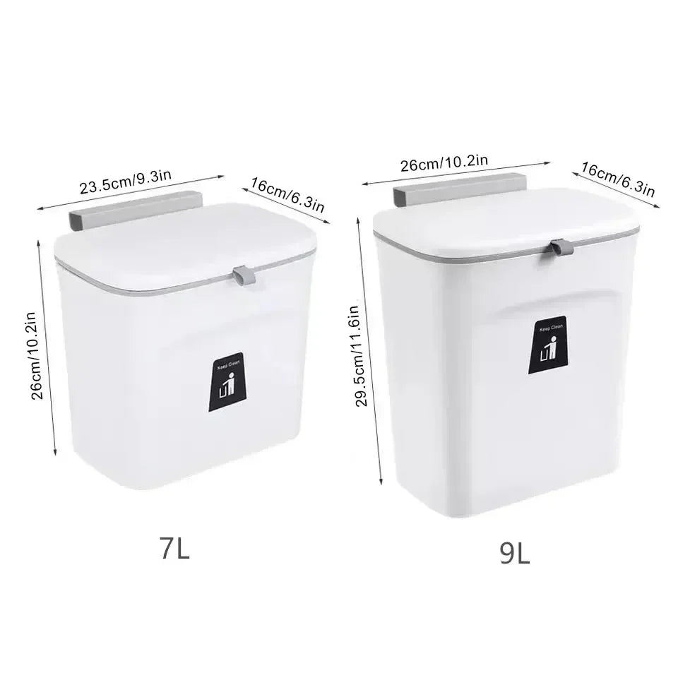Skanto | Wall-Mounted Kitchen and Bathroom Trash Can with Lid - Available in 7L and 9L Sizes, Ideal for Storage and Waste Management