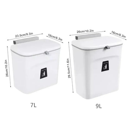 Skanto | Wall-Mounted Kitchen and Bathroom Trash Can with Lid - Available in 7L and 9L Sizes, Ideal for Storage and Waste Management