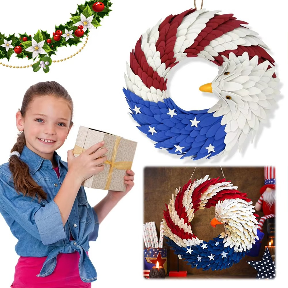 BowLift | Patriotic Eagle American Flag Wreath for Independence Day