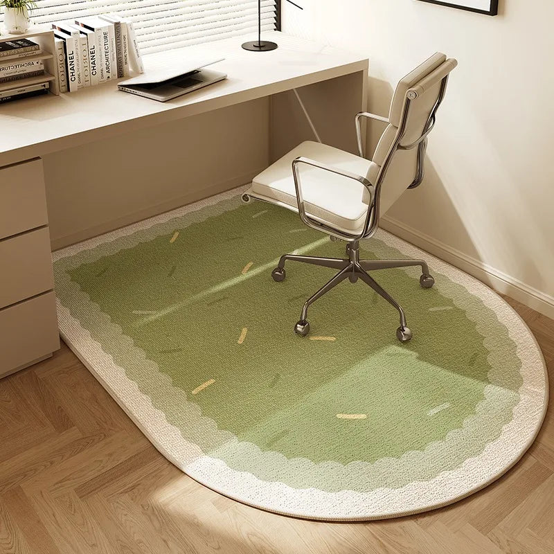BowLift | Sara Round Office Chair Mat – Beige Striped Non-Slip Carpet Protector