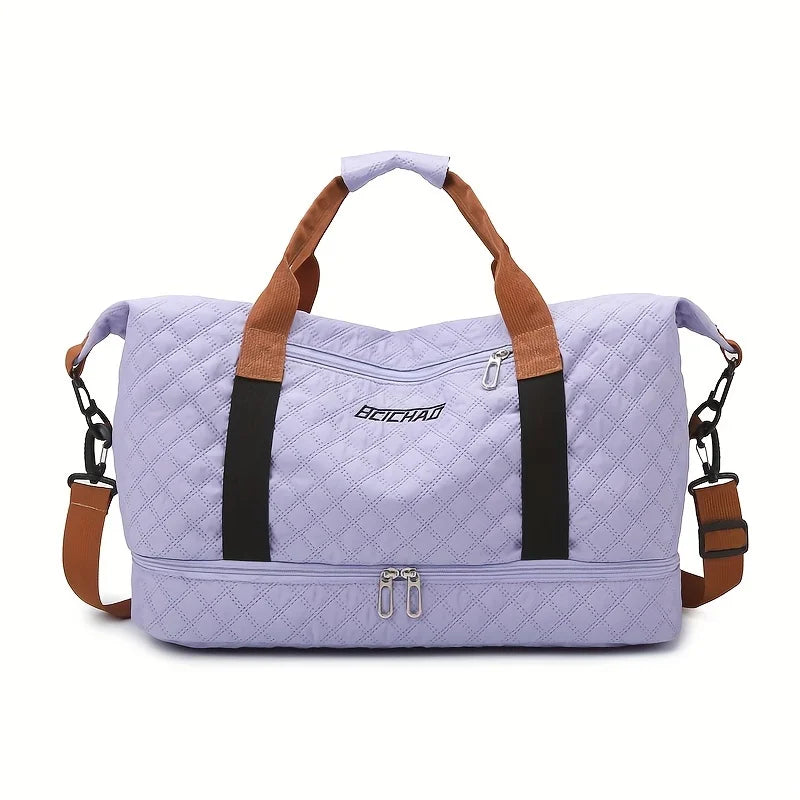 BowLift | Travessia Travel Bag with Shoe Compartment | Large Capacity & Argyle Design | Nylon Weekender for Sports, Short Trips & Everyday Use