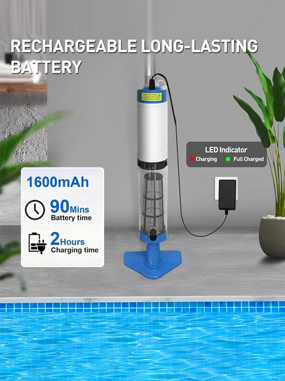 Cordless, rechargeable pool vacuum cleaner with 3-in-1 cleaning function