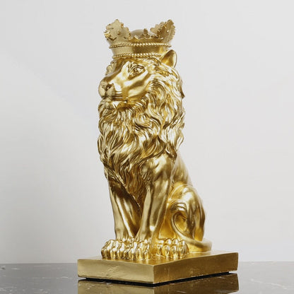 Skanto Tier Figur Resin Crown Lion Statue Handmade Artwork Gift Home Office Decor Ornament Living Room Desk Home Decor