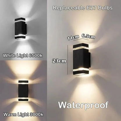 BowLift | LumiBloc LED Outdoor Wall Light – Modern IP65 Up & Down Design with E27 Socket