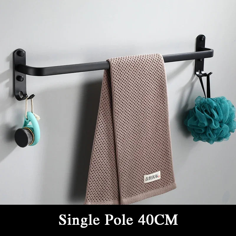 Fixed towel rail - Black Aluminum | Screw mounting Karnz