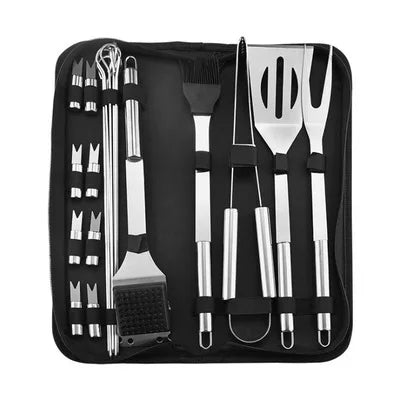 Skanto | Stainless Steel BBQ Tool Set - Outdoor Grill Combination with Portable Storage Bag, Oven and Baking Tools