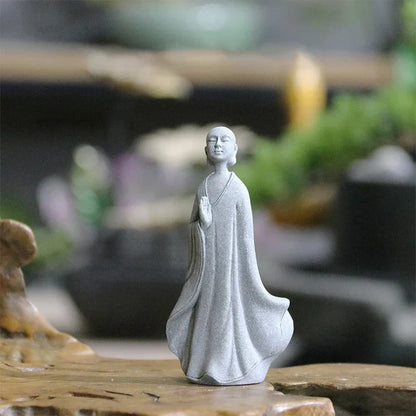 Skanto Skanto | Small Buddha Stone Statue Buddhist Monk Tibetan Buddhism Figures Zen Garden Ornament Meditation Home Aquarium Decoration