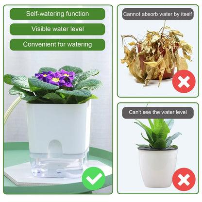 Skanto | BloomEase Plant Pot | Self-Watering & Space-Saving | With Water Level Indicator | For Indoor Plants & Herbs