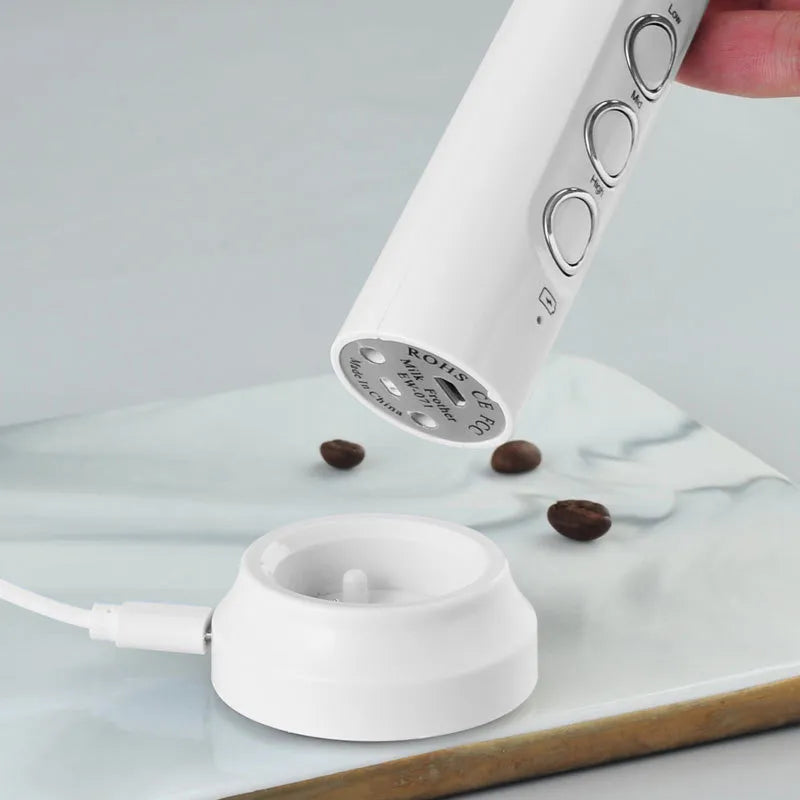 3-in-1 Electric Milk Frother, Rechargeable Milk Frother, Handheld Frothing Device, High Speeds Milk Frother, Beverage Mixer, Coffee