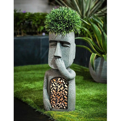 Flower pot with face & LED – Decoration for garden and balcony lighting | Bowlift