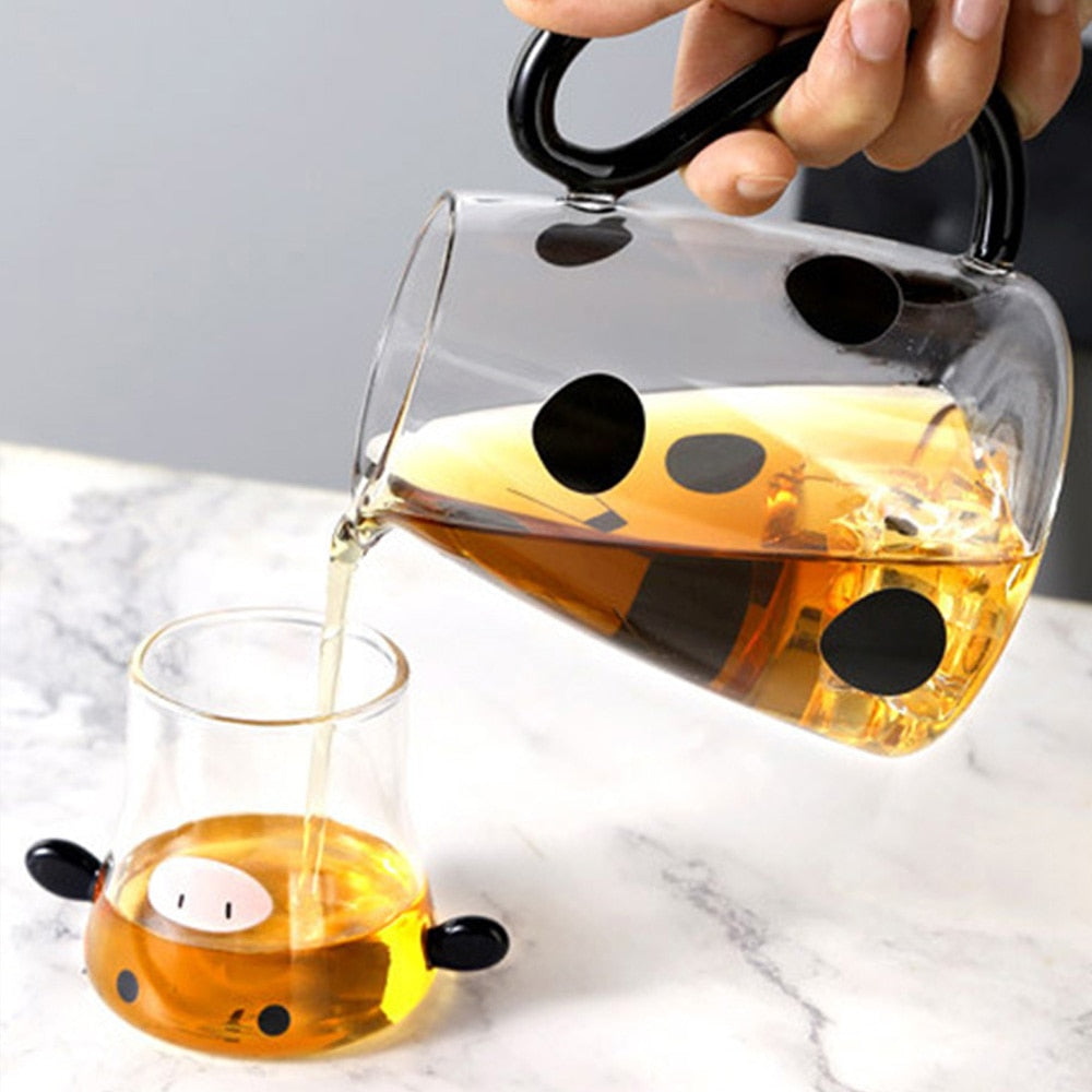 Cute Cow Glass Pitcher with Cup | Karnz