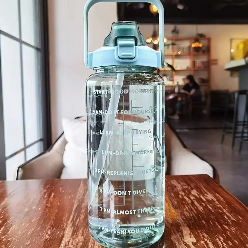 Skanto | Large 68oz Sport Water Bottle with Straw and Time Marker for Gym and Outdoor Fitness
