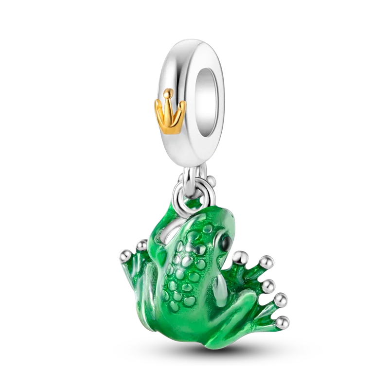Skanto | 925 Silver Golden Leopard Charm Beads Colorful Chameleon Rhinoceros Lion Scarab Cat Pendant Compatible with Original Pandora Bracelet Jewelry