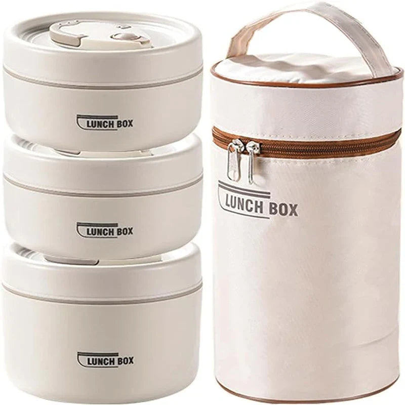 Skanto | Portable Insulated Lunch Container Set – 3 Stackable Thermal Food Storage Boxes for Adults and Kids