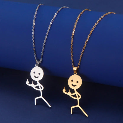 Skanto | Cute Punk Funny Middle Finger Stickman Necklace
