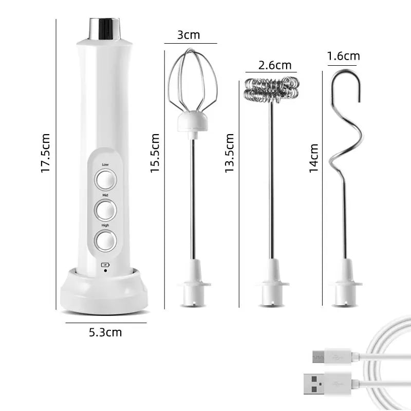 3-in-1 Electric Milk Frother, Rechargeable Milk Frother, Handheld Frothing Device, High Speeds Milk Frother, Beverage Mixer, Coffee