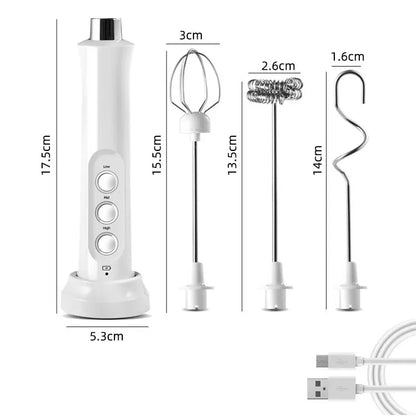 BowLift | 3 In 1 Electric Milk Frother Rechargeable Milk Frother Handheld Frothing Device High Speeds Milk Frother Drink Mixer Coffee